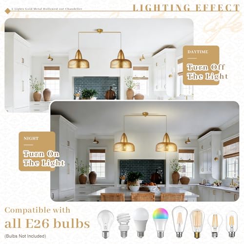 Vintage 2 Light Pendant Light Fixtures Modern Gold Hanging Lamps