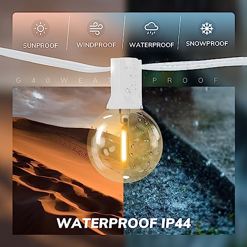 Outdoor String Lights 100FT G40 Globe Patio Lights Outdoor Waterproof with 50+2 Shatterproof LED Bulbs 2700K Dimmable String Lights for Outside Backyard Party Wedding
