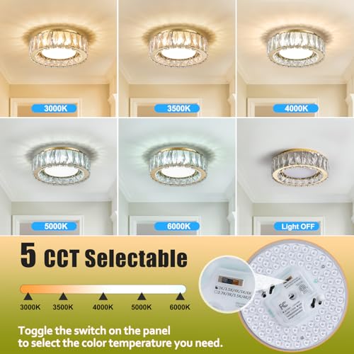 11 Inch Gold Luxury Crystal Flush Mount Ceiling Light Fixture