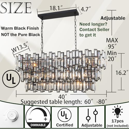 Rectangle Crystal Chandeliers for Dining Room