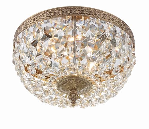 2 Light Spectra Crystal Olde Brass Flush Mount
