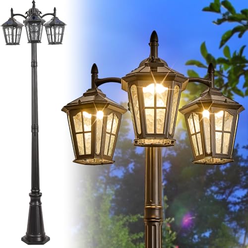 3 Head Solar Outdoor Street Light with Dusk to Dawn Sensor (26 Count)