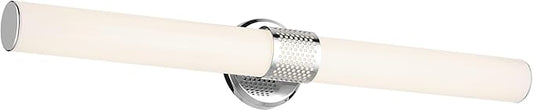Kichler Sashi 32" LED Large Bath Bar with White Glass in Chrome, Modern, for Vanity, Fireplace, Buffet, Hallway, Vanity Mirror, (32" W x 5" H) 55193CHLED
