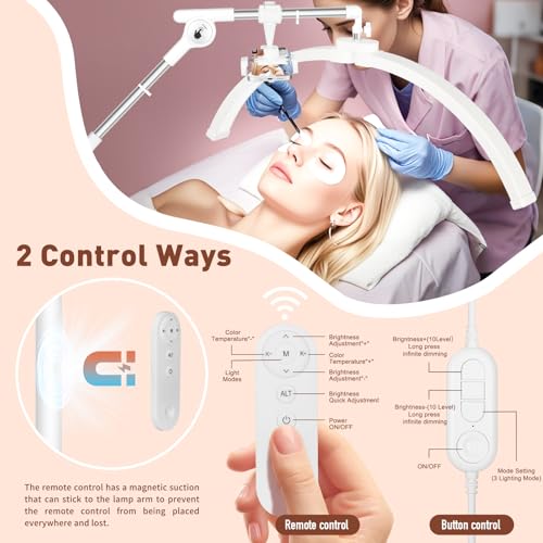 2026 Upgrade Lash Light for Eyelash Tech with 4 Wheel Rolling Base