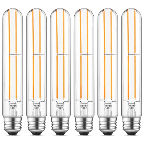 Dimmable E26 Light Bulb 6W Equal 60 watt LED Light Bulbs AC120V Warm White 2700K Edison 60 Watt 750LM T10 Bulb for Rustic Pendant (6 Count)