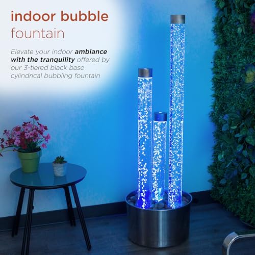 54" Tall 3 Tier Indoor and Outdoor Water Acrylic Bubble Fountain for Home
