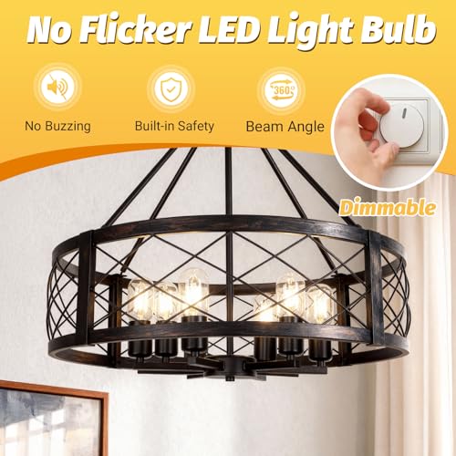 Dimmable Vintage Edison Bulbs 60 Watt Led 6W E26 LED Bulb 600 Lumens 4000K Natural Light CRI 90 T45 Antique LED Bulb Clear Glass for Chandeliers (2 Count)