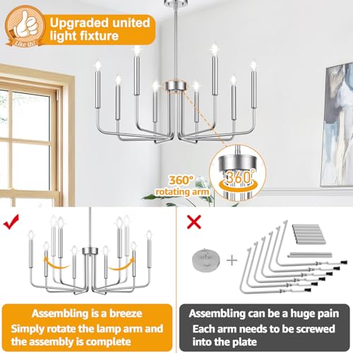 8 Light Farmhouse Chandelier for Dining Room Lighting Fixtures Hanging