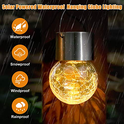 12Pack Hanging Cracked Glass Solar Lights Outdoor Waterproof (12 Count)