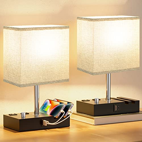 Grey Bedside Table Lamps Set of 2 (2 Count)