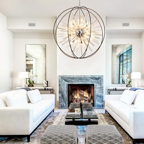 Modern Large Black Crystal Chandelier for High Ceilings Foyer Entryway
