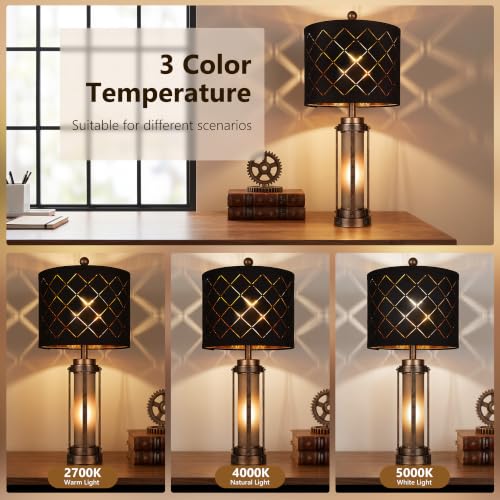 27'' Modern Table Lamp Set of 2 with Nightlight