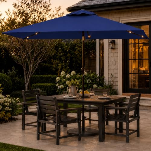 6.5 x 10ft Rectangular Patio Umbrella with Solar Lights