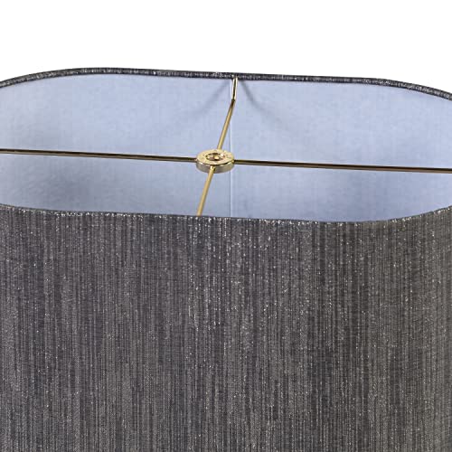 37003 Contemporary Oval Hardback Shaped Spider Construction Lamp Shade in Dark Sliver Grey