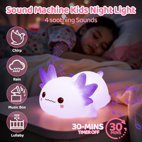 Huggwaii Squishy Axolotl Night Light for Kids