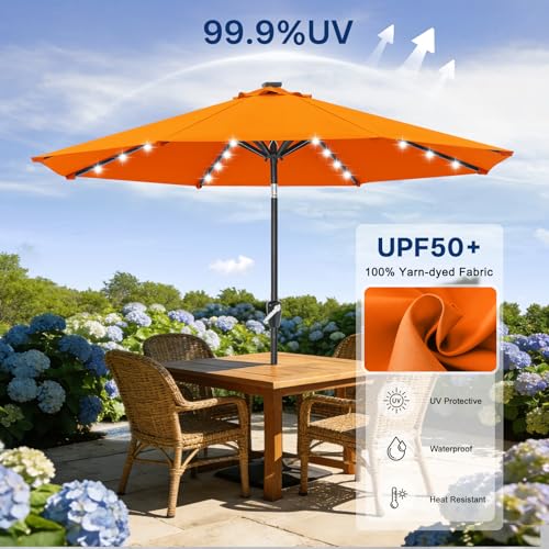 Solar Led Patio Umbrella with 32 Lights 11FT