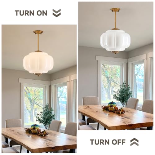 Semi Flush Mount Ceiling Light (Milk White 15")