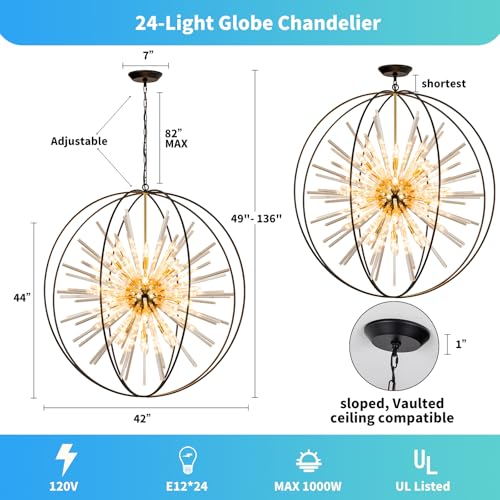 Extra Large Black and Gold Chandeliers for High Ceiling Foyer