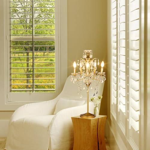 5 Light Farmhouse Traditional Crystal Table Lamp