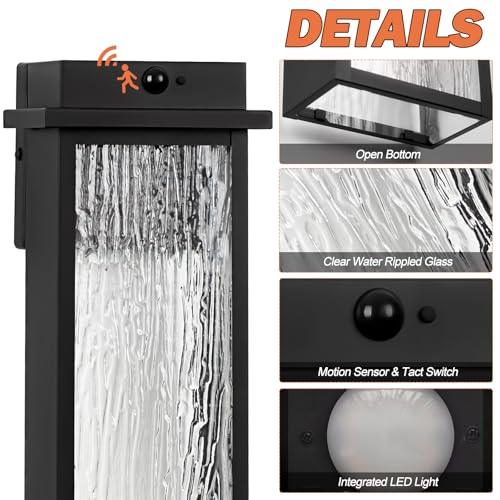 16” Black Motion Sensor Outdoor Lights for House Garage 2 Pack (2 Count)