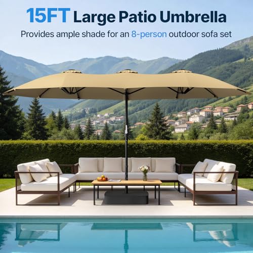 15x9ft Patio Umbrella with Base Included