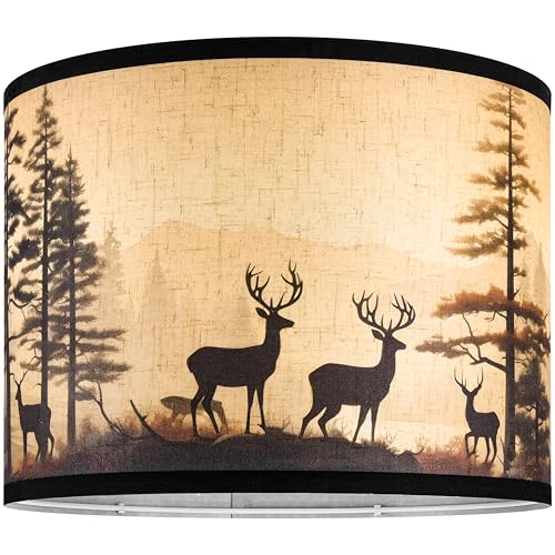 HD Printing Deer Drum Lamp Shade 13"x13"x10" Assembly Required Lampshade for Table Lamp