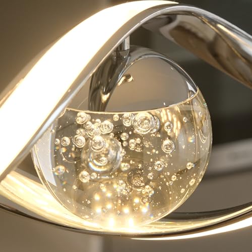 LED Modern Chandeliers 39inch Dimmable Chrome Kitchen Pendant Light