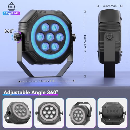 Stage Lights Mini RGB Battery Powered Uplights LED Rechargeable Par Can Lights with Halo