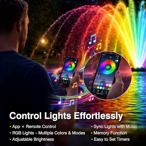 2HP Pond Fountain Aerator with 3 RGB LED Lights