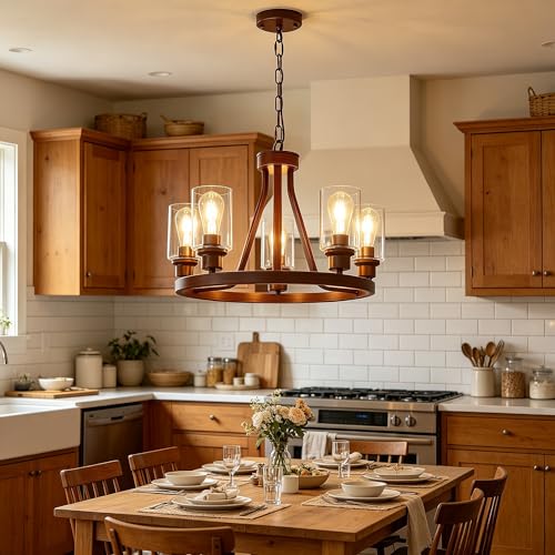 Farmhouse Faux Wood Chandelier (72 Count)