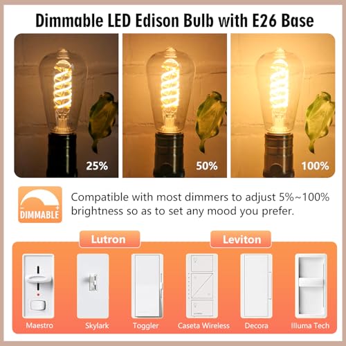 4Pack LED Edison Light Bulbs 60W Equivalent (4 Count)