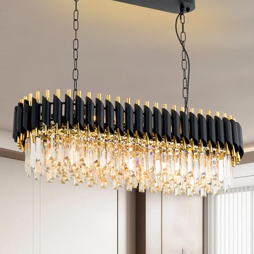 L33 Black and Gold Crystal Chandelier Large 8 Light 3