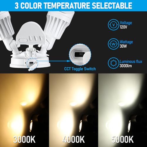 3CCT Motion Sensor Security Lights Dusk to Dawn IP65 White
