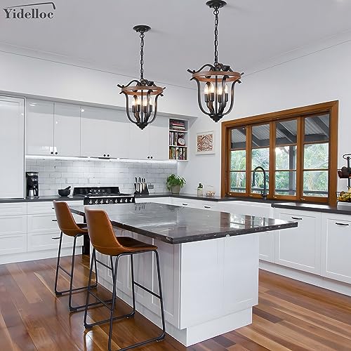 Black Farmhouse Chandelier 4 Lights