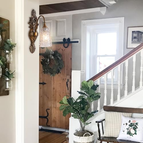 Rustic Glass Wall Sconce Vintage Antique Gothic Bronze Wall Light Fixture Retro Mid Centry Glass Wall Sconce for Bedroom