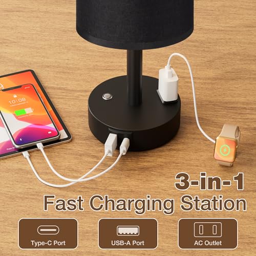 Black Touch Bedside Lamp for Bedroom