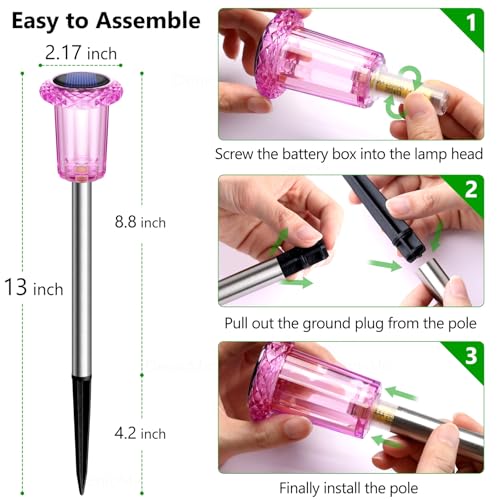 Solar Outdoor Lights 10 Pack Pink LED Valentines (10 Count)
