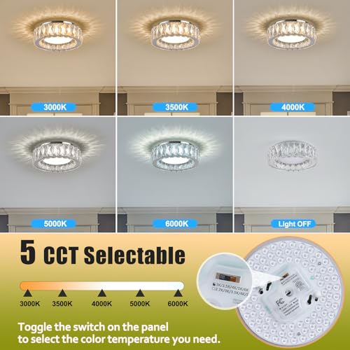 11 Inch Chrome Modern Luxury Crystal Flush Mount Ceiling Light