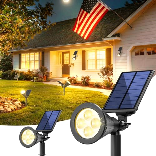 2 Pack Solar Spot Lights Outdoor Waterproof with Focus Beam