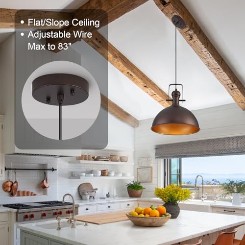 12 Inch ORB Farmhouse Pendant Lights for Kitchen Island 3 Pack (3 Count)