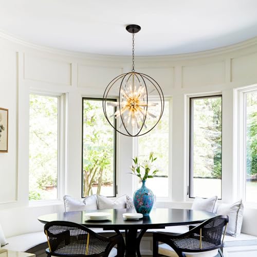 Modern Black and Gold Sputnik Chandelier for Living Room