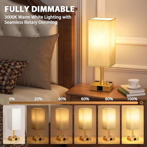 Gold Bedside Table Lamps Set of 2