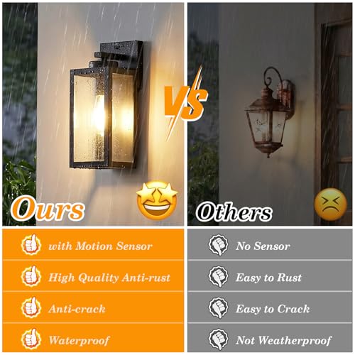 Upgraded Motion Sensor Outdoor Wall Lights (2 Count)