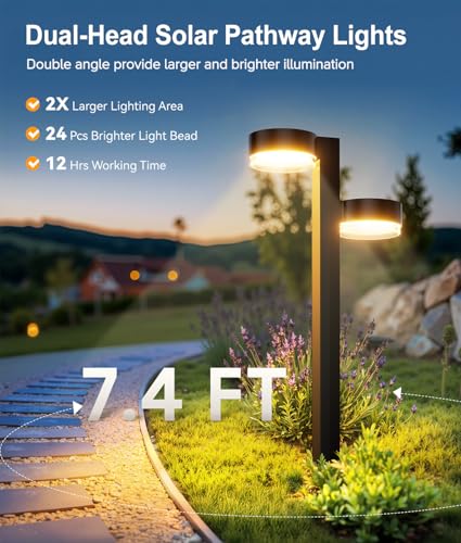 Brighter Solar Pathway Lights Outdoor (2 Count)