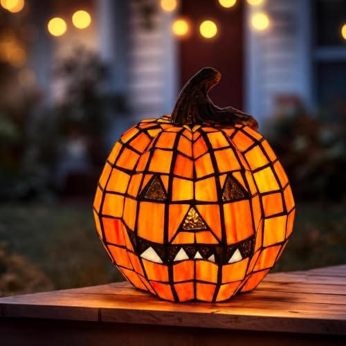 Halloween Lamp Stained Glass Pumpkin Lamp Tiffany Style Halloween Decorations for Home HolidayParty