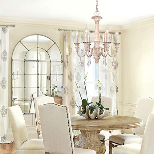 6 Light French Country Chandelier Farmhouse Candle Style W20.8