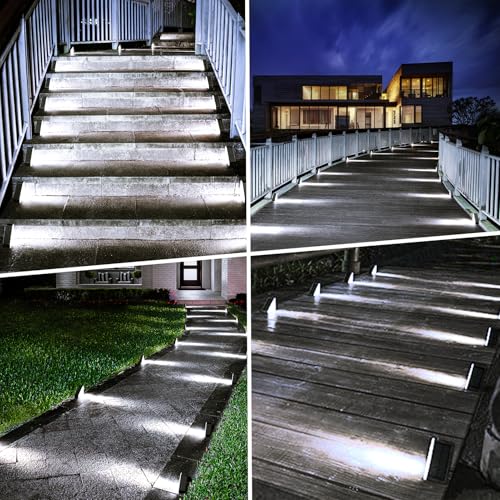 6 Pack Solar Step Lights 100 Lumen Ultra Bright Cool White (6 Count)