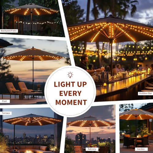 Patio Umbrella Lights 120 LED Cordless Waterproof Lights for Outdoor Umbrella Solar Powered Parasol Ambient Lighting for 7