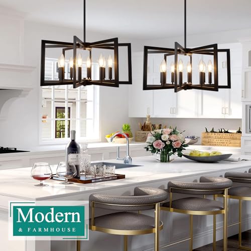 20" 62" Height Adjustable Black Kitchen Chandelier for Dining Room