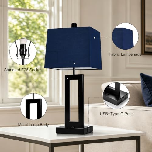 Blue Bedside Table Lamp Set of 2 (2 Count)